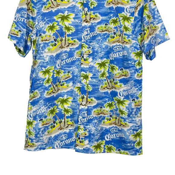 Corona Tropical Island Button Down Shirt Men's Size Small Blue Hawaiian Beach - Picture 5 of 10